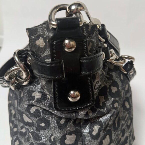 Coach Metallic Silver & Black Ocelot Purse – Designer Shoulder Bag - Picture 5 of 17